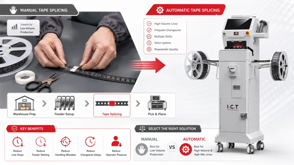 Automată vs. manuală SMT Tape Splicing.webp